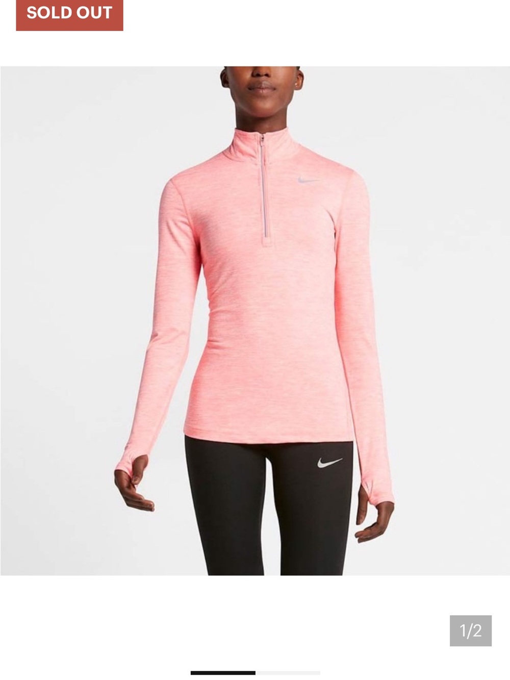 Nike Coral Pink Half-Zip Long Sleeve Performance Top